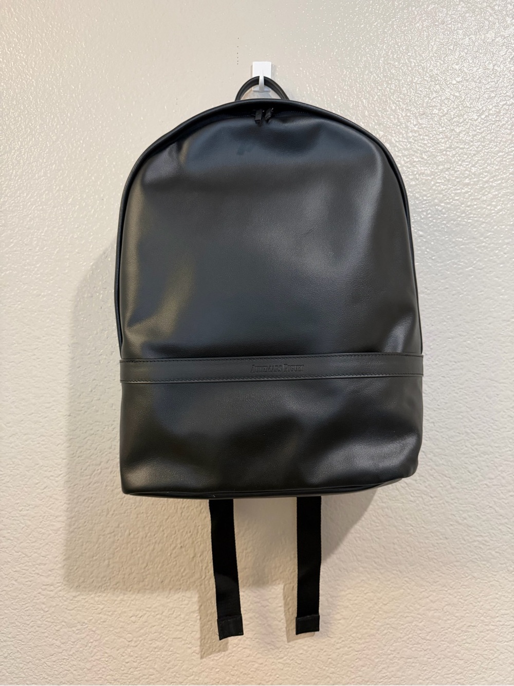Audemars Piguet Black Smooth Leather-Style Men's Backpack